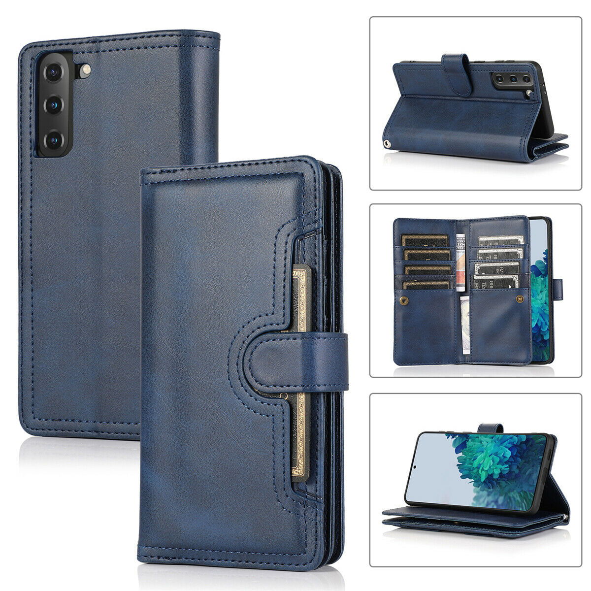 Flip Magnetic Leather Strap Card Case for Samsung Galaxy S21 Ultra Plus - carolay.co