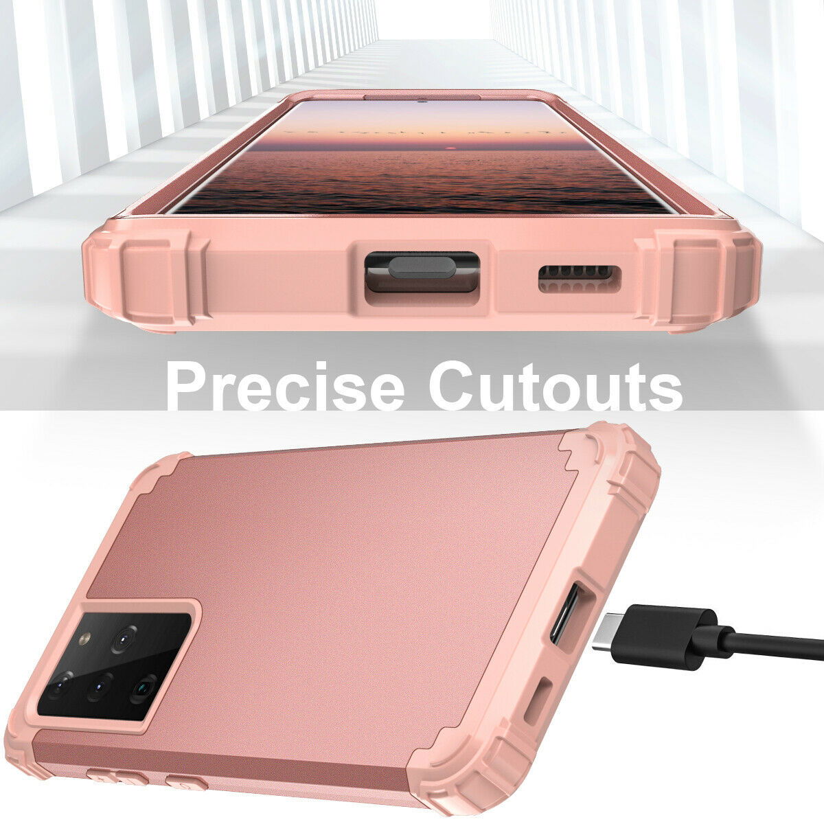 For Samsung Galaxy S21 S21 Ultra S21 Plus Hybrid Rugged Shockproof PC Case Cover - carolay.co
