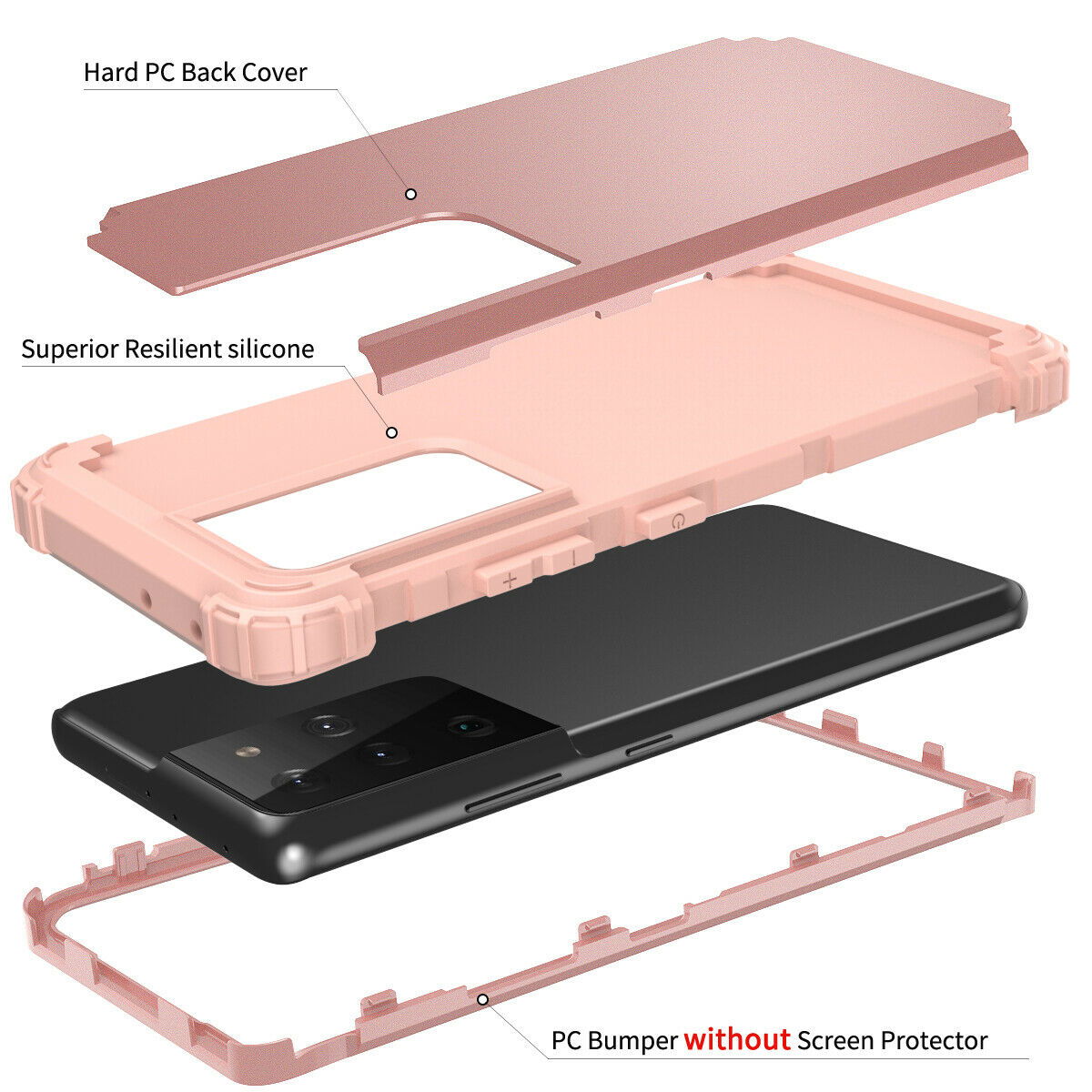 For Samsung Galaxy S21 S21 Ultra S21 Plus Hybrid Rugged Shockproof PC Case Cover - carolay.co