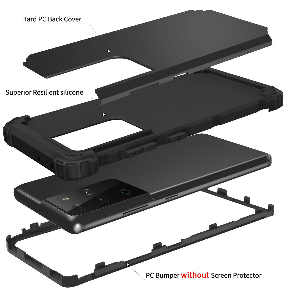 For Samsung Galaxy S21 S21 Ultra S21 Plus Hybrid Rugged Shockproof PC Case Cover - carolay.co