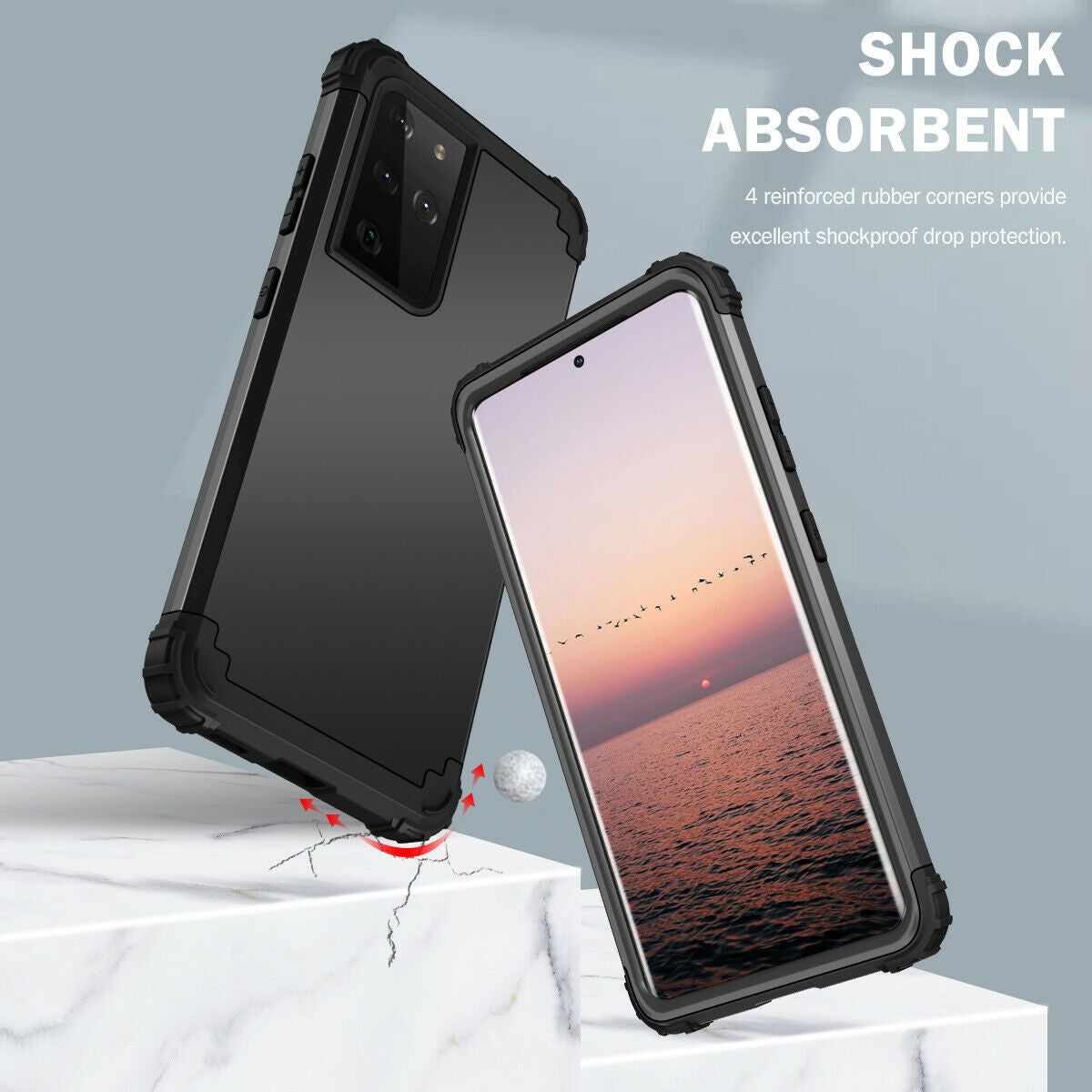 For Samsung Galaxy S21 S21 Ultra S21 Plus Hybrid Rugged Shockproof PC Case Cover - carolay.co