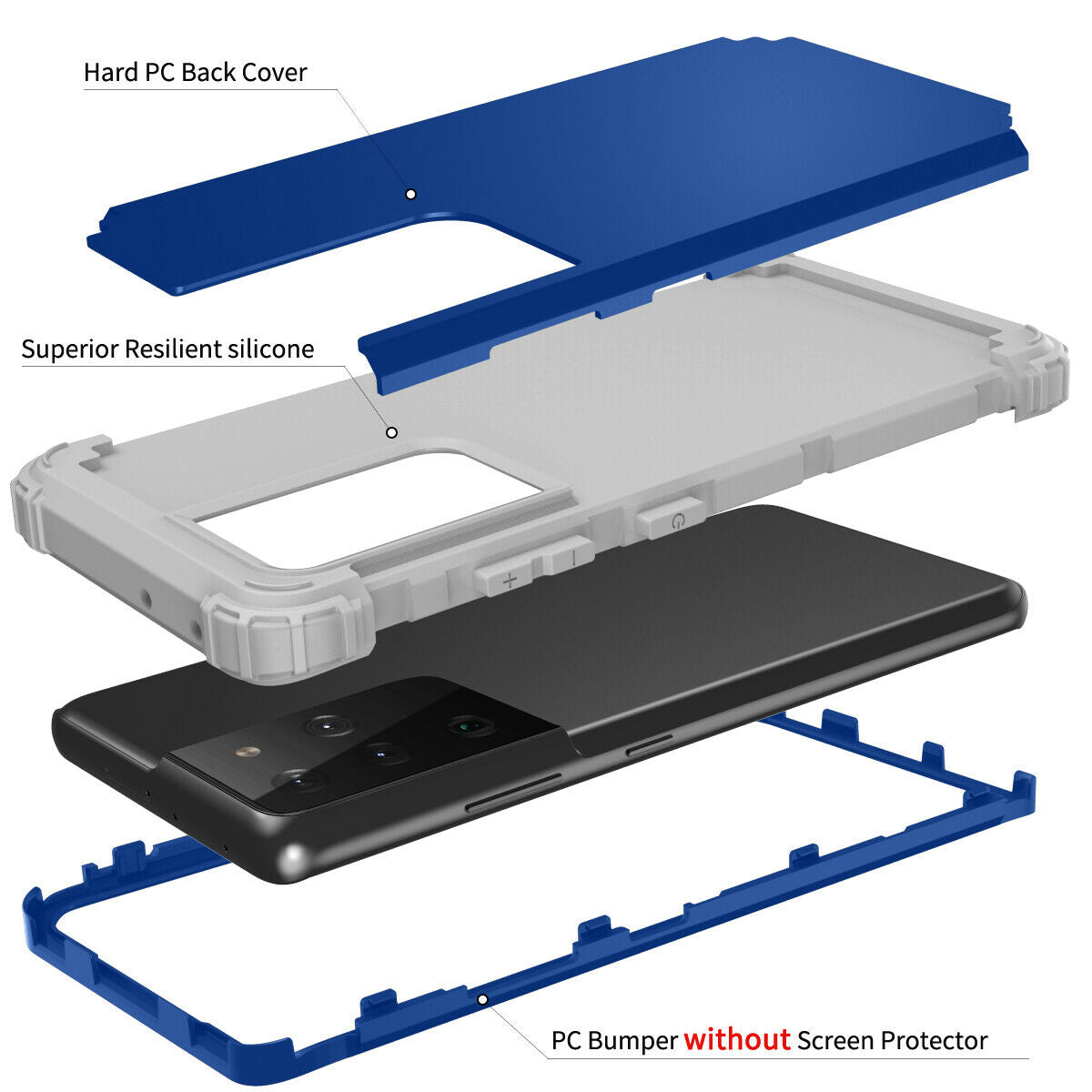 For Samsung Galaxy S21 S21 Ultra S21 Plus Hybrid Rugged Shockproof PC Case Cover - carolay.co