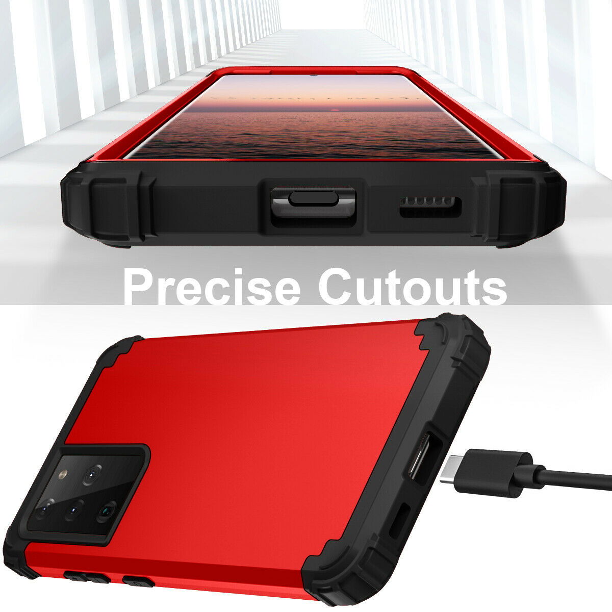 For Samsung Galaxy S21 S21 Ultra S21 Plus Hybrid Rugged Shockproof PC Case Cover - carolay.co