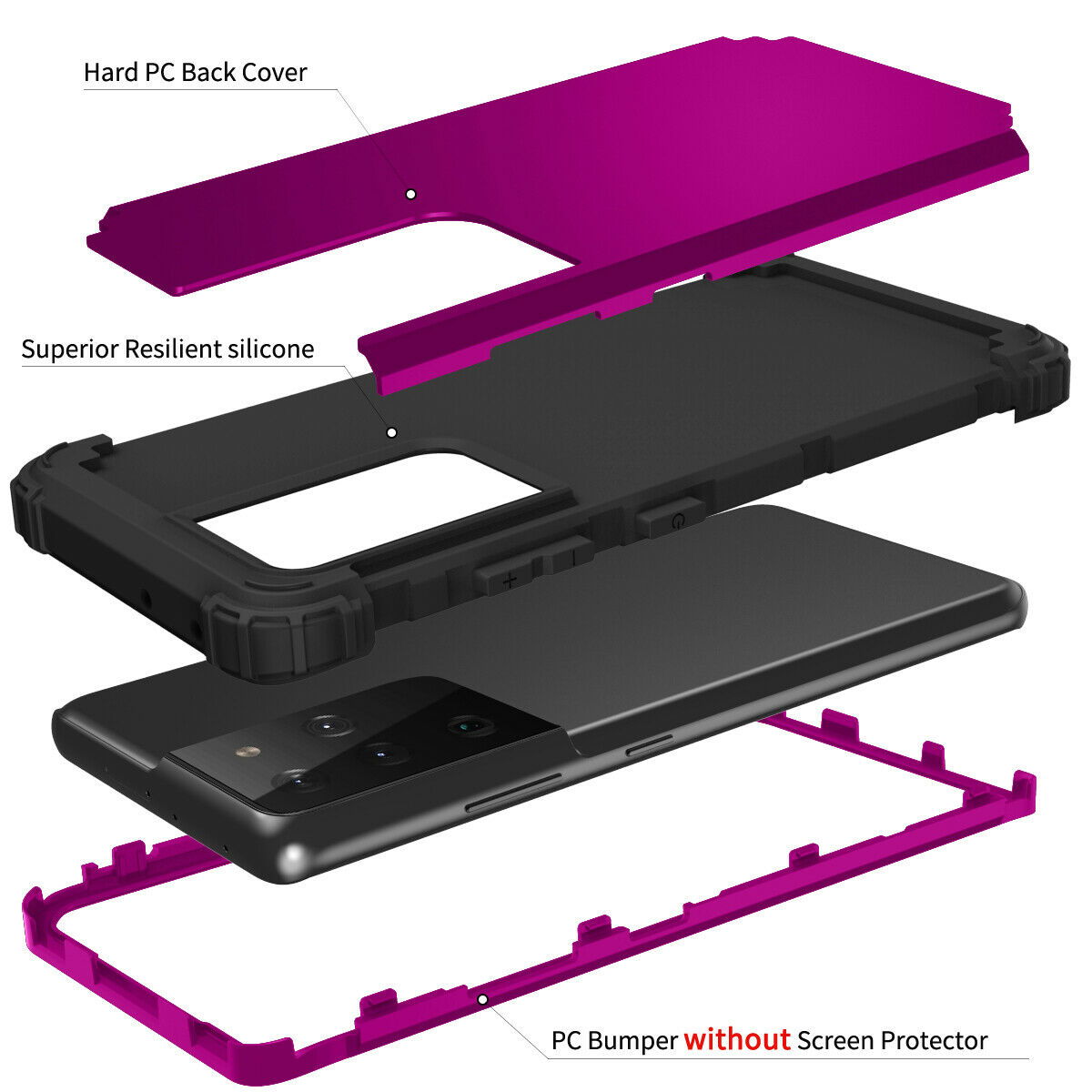 For Samsung Galaxy S21 S21 Ultra S21 Plus Hybrid Rugged Shockproof PC Case Cover - carolay.co