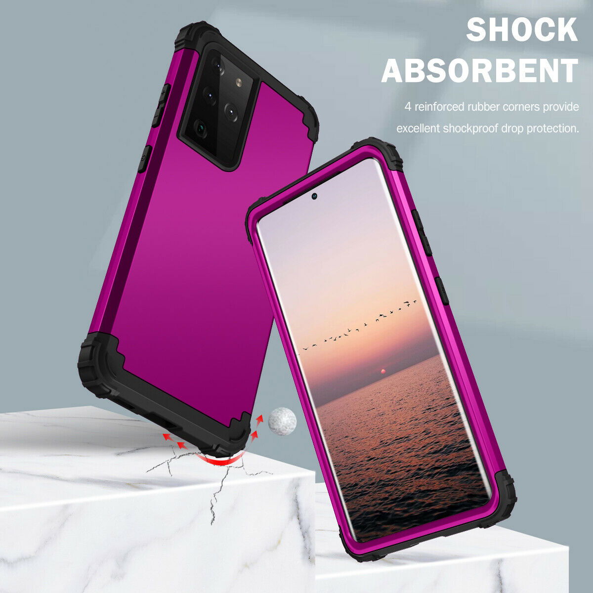 For Samsung Galaxy S21 S21 Ultra S21 Plus Hybrid Rugged Shockproof PC Case Cover - carolay.co