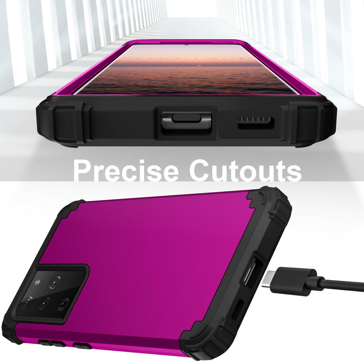 For Samsung Galaxy S21 S21 Ultra S21 Plus Hybrid Rugged Shockproof PC Case Cover - carolay.co