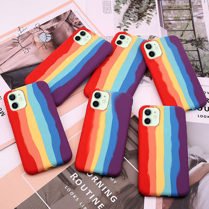Full Protective Cover Back Liquid Silicone Rainbow For Iphone - carolay.co