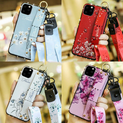 Glitter Bling Diamond Leather Strap Stand Wallet Back Case For iPhone - carolay.co