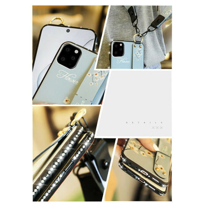 Glitter Bling Diamond Leather Strap Stand Wallet Back Case For iPhone - carolay.co