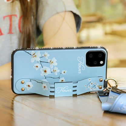 Glitter Bling Diamond Leather Strap Stand Wallet Back Case For iPhone - carolay.co