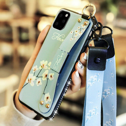 Glitter Bling Diamond Leather Strap Stand Wallet Back Case For iPhone - carolay.co