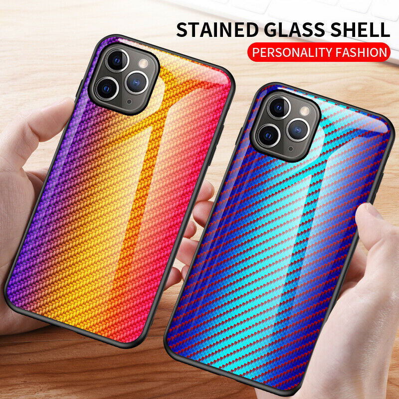 Gradient Hybrid Tempered Glass Rubber Hard Case Back For iPhone - carolay.co