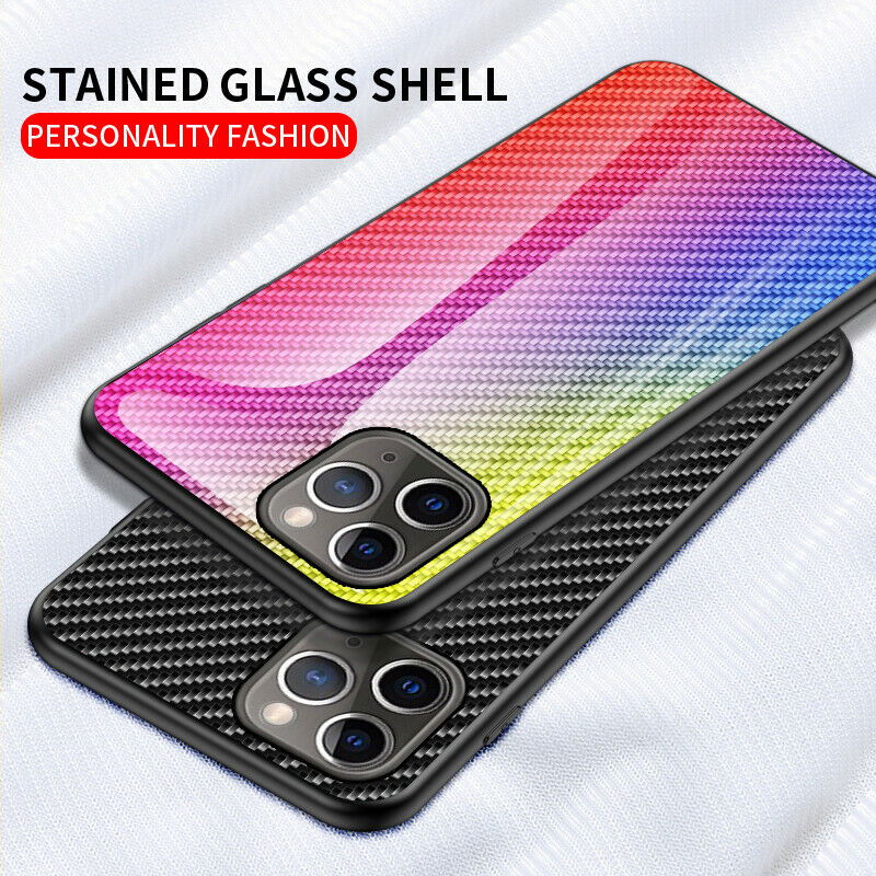 Gradient Hybrid Tempered Glass Rubber Hard Case Back For iPhone - carolay.co
