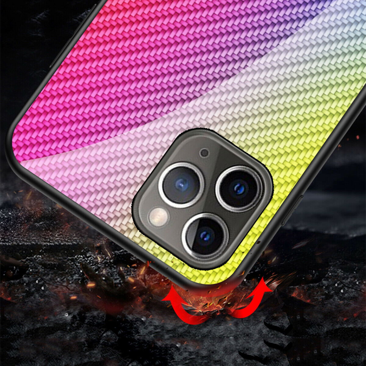 Gradient Hybrid Tempered Glass Rubber Hard Case Back For iPhone - carolay.co