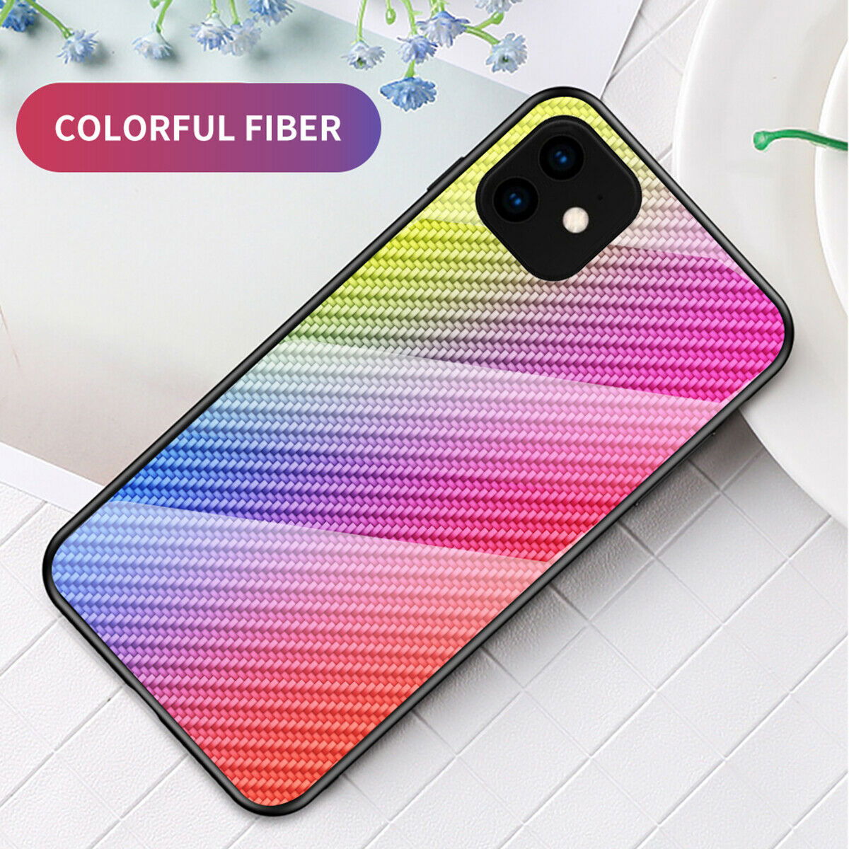 Gradient Hybrid Tempered Glass Rubber Hard Case Back For iPhone - carolay.co