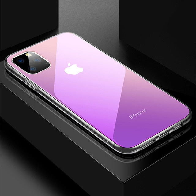 Gradient Transparent Case Anti Scratch Tempered Glass Cover for iPhone - carolay.co