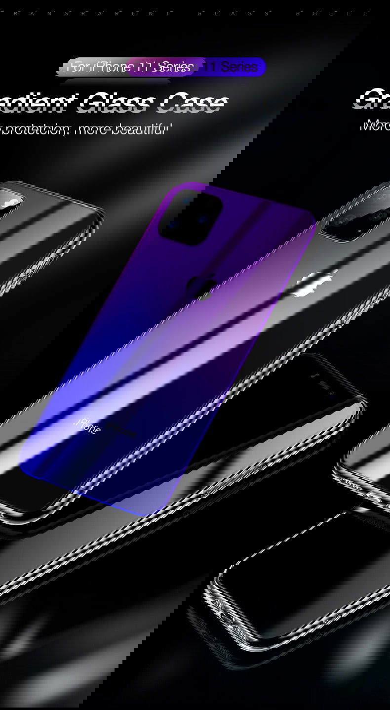 Gradient Transparent Case Anti Scratch Tempered Glass Cover for iPhone - carolay.co