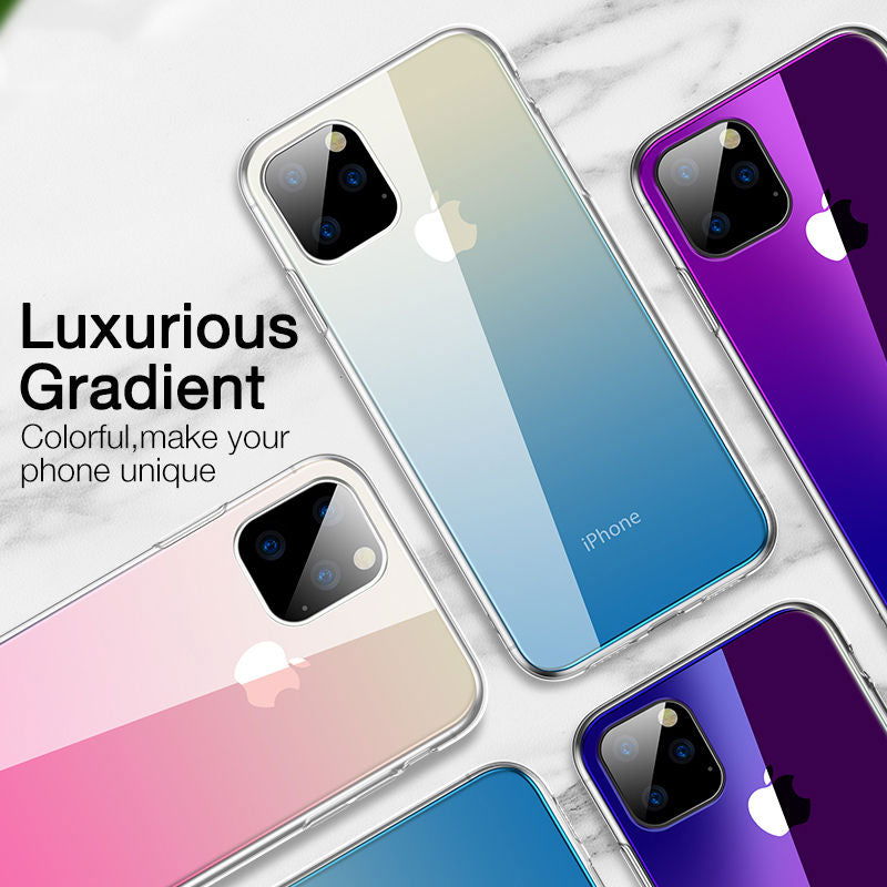 Gradient Transparent Case Anti Scratch Tempered Glass Cover for iPhone - carolay.co