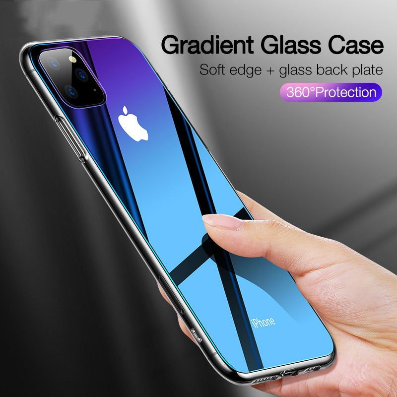 Gradient Transparent Case Anti Scratch Tempered Glass Cover for iPhone - carolay.co