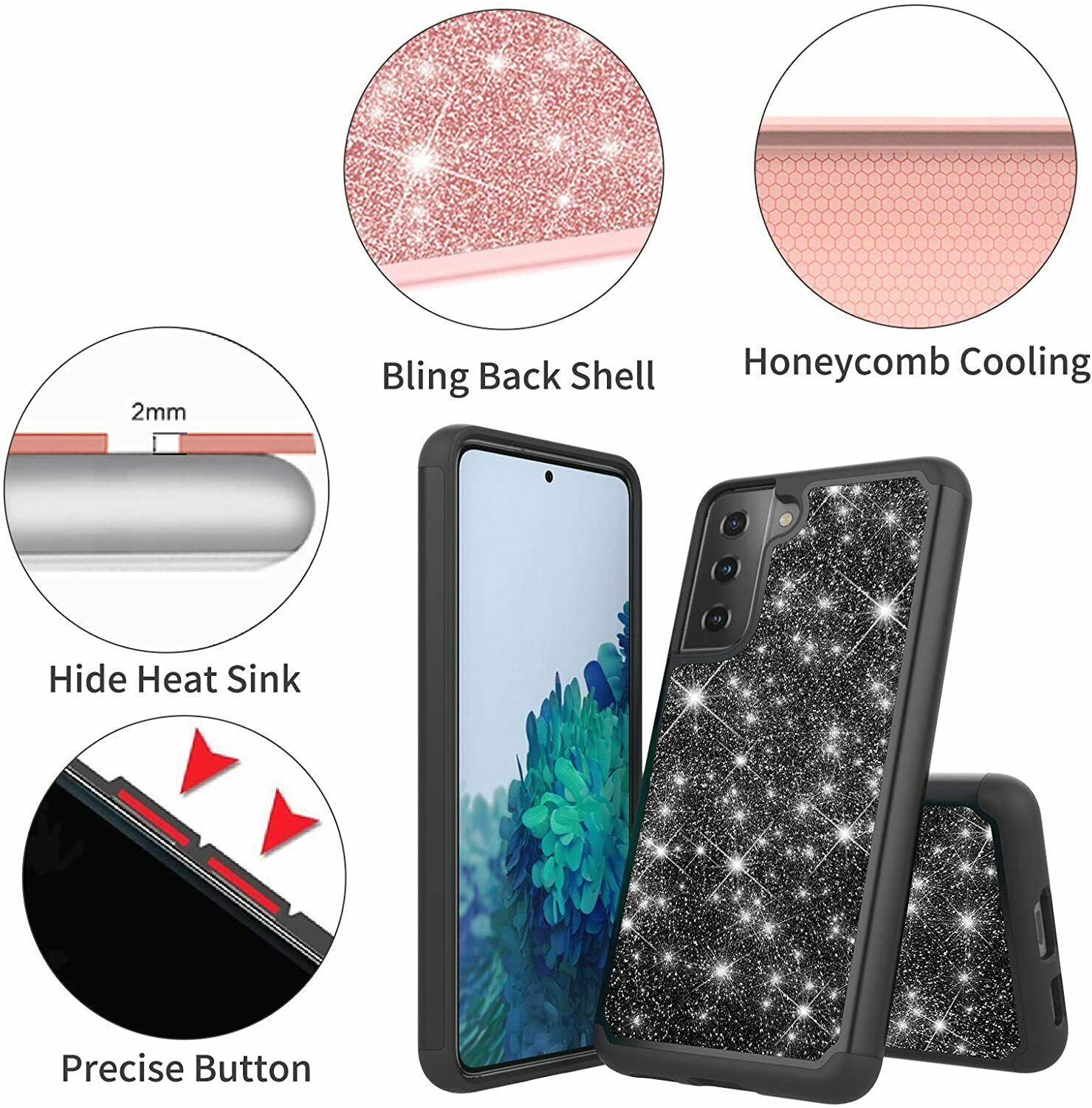 Hard Shiny Glitter Bling Case for Samsung S215G S21 Ultra - carolay.co