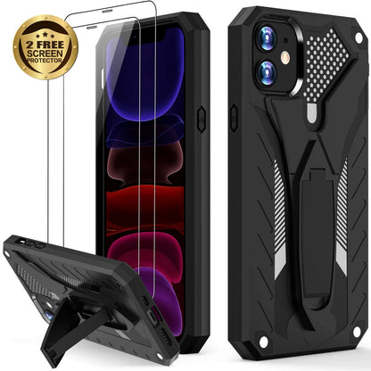 Heavy Duty Shockproof Stand Cover Glass Screen Protector For iPhone - carolay.co
