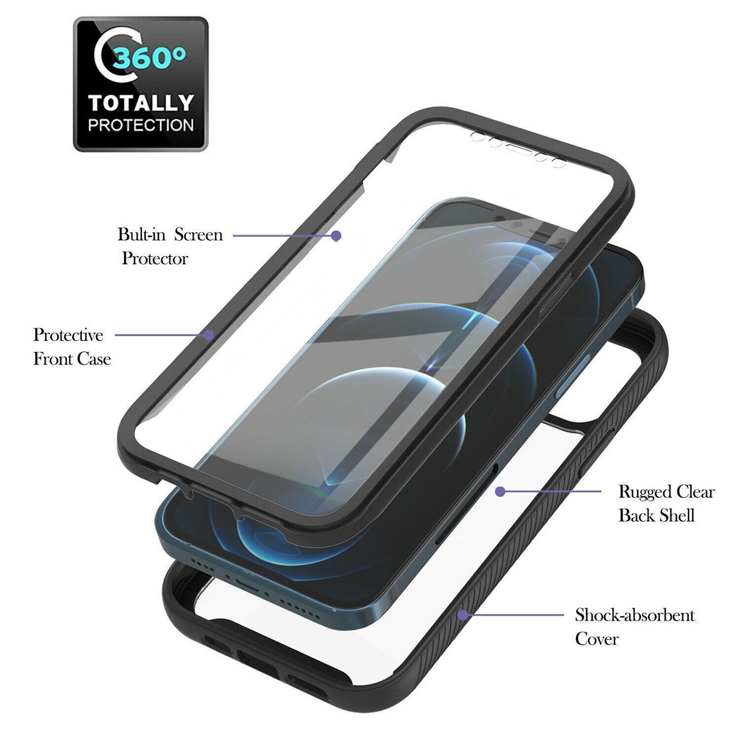 Hybrid Clear Cover + Screen Protector iPhone 13 - carolay.co