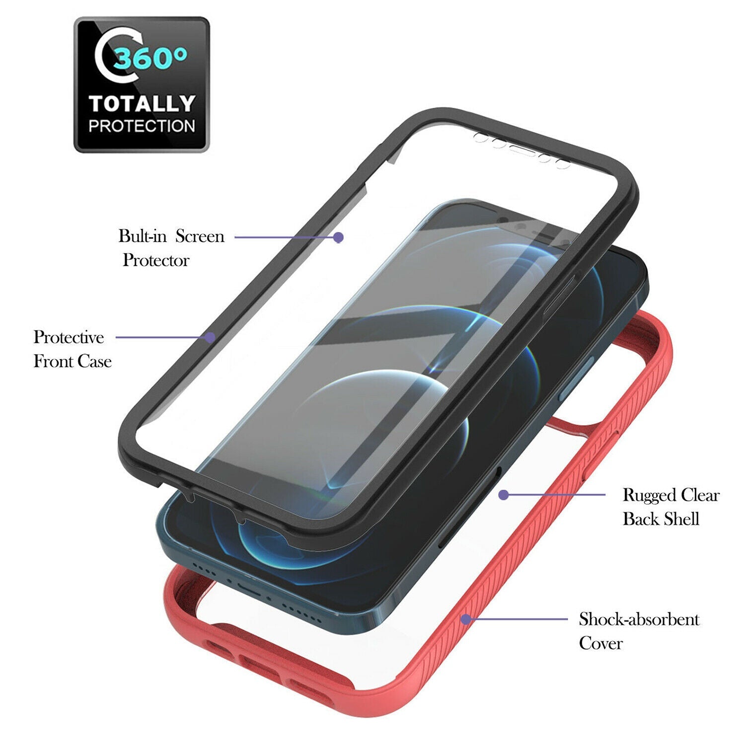 Hybrid Clear Cover + Screen Protector iPhone 13 - carolay.co