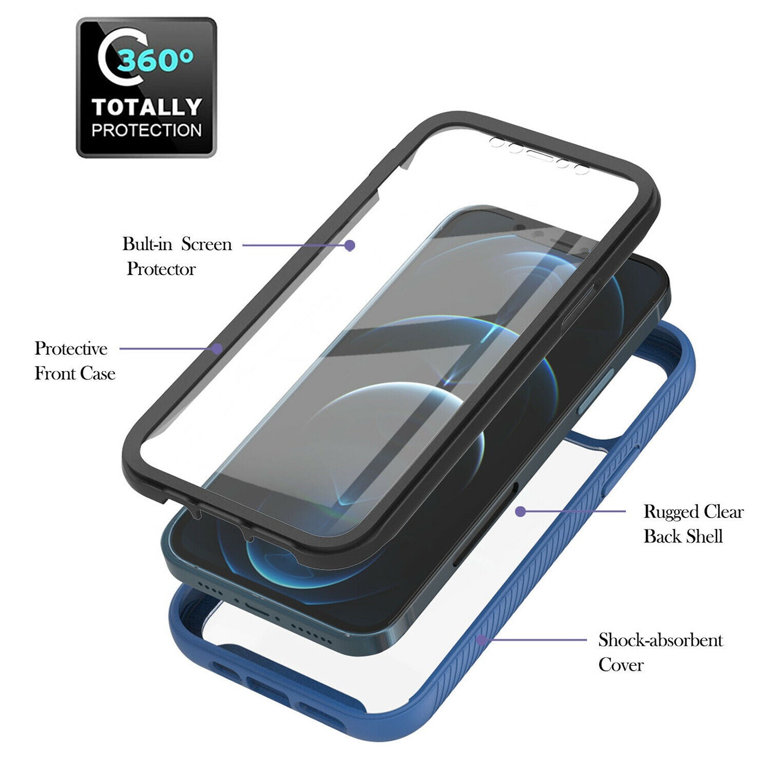 Hybrid Clear Cover + Screen Protector iPhone 13 - carolay.co