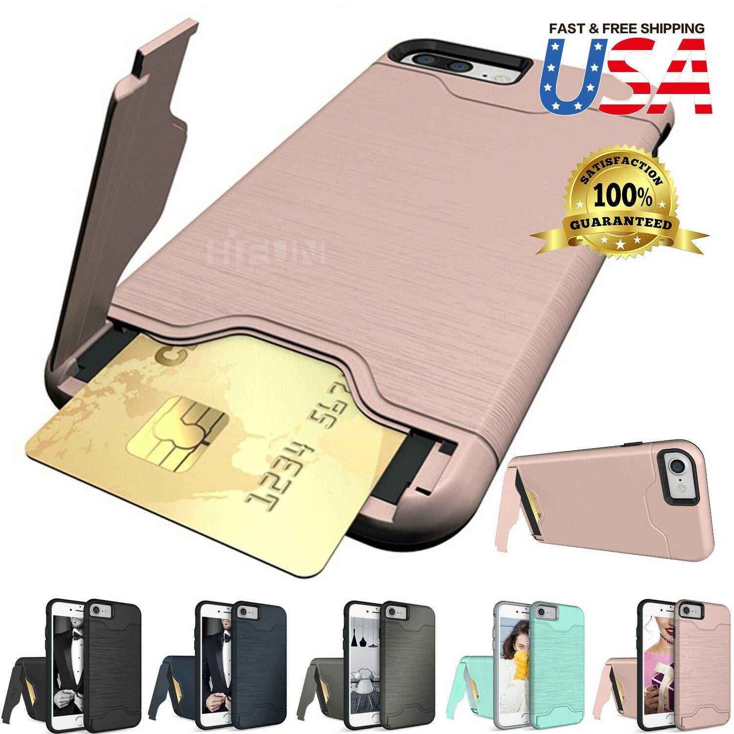 Kickstand Card Pocket Armor Shockproof Hybrid Cover For iPhone - carolay.co