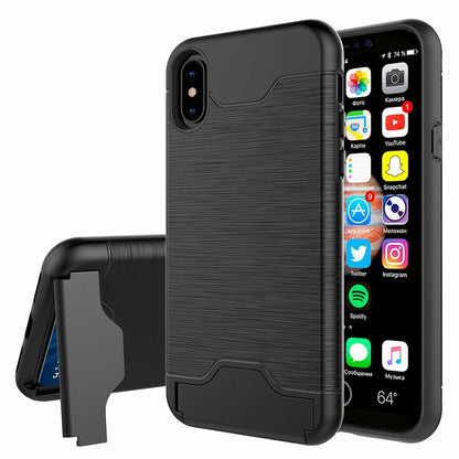 Kickstand Card Pocket Armor Shockproof Hybrid Cover For iPhone - carolay.co