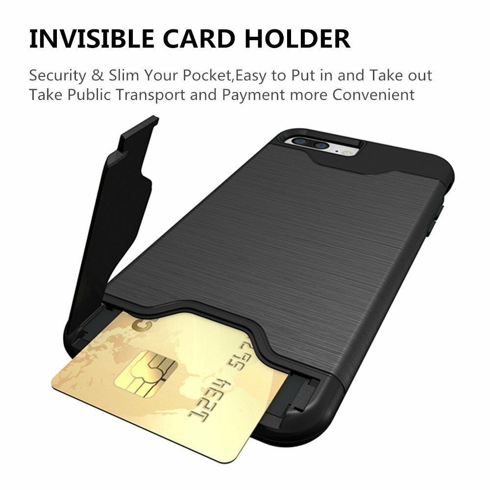 Kickstand Card Pocket Armor Shockproof Hybrid Cover For iPhone - carolay.co
