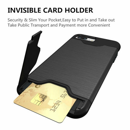 Kickstand Card Pocket Armor Shockproof Hybrid Cover For iPhone - carolay.co