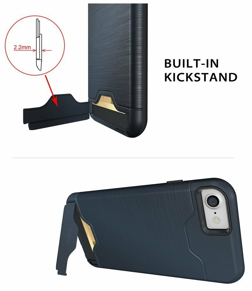 Kickstand Card Pocket Armor Shockproof Hybrid Cover For iPhone - carolay.co