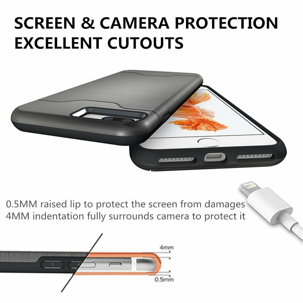 Kickstand Card Pocket Armor Shockproof Hybrid Cover For iPhone - carolay.co