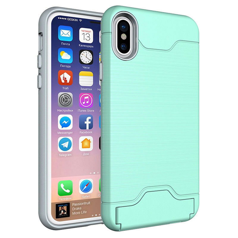 Kickstand Card Pocket Armor Shockproof Hybrid Cover For iPhone - carolay.co