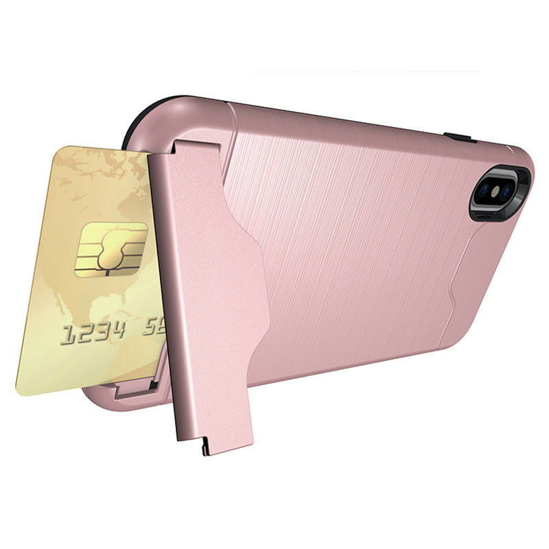 Kickstand Card Pocket Armor Shockproof Hybrid Cover For iPhone - carolay.co