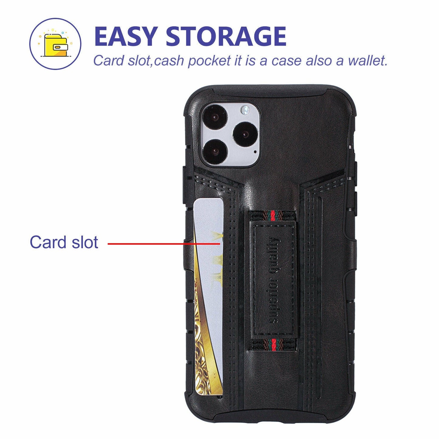 Leather Card Wallet Pocket Wrist Strap Case For iPhone - carolay.co