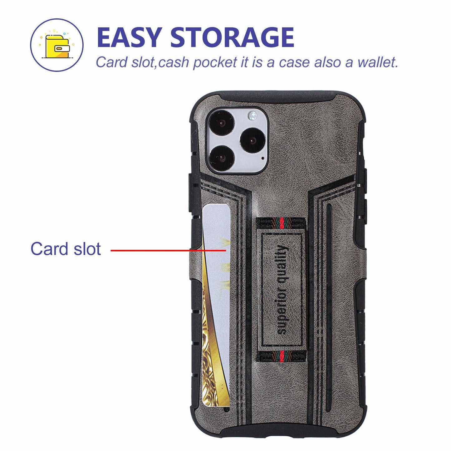 Leather Card Wallet Pocket Wrist Strap Case For iPhone - carolay.co