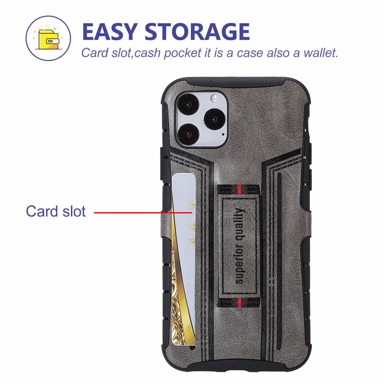 Leather Card Wallet Pocket Wrist Strap Case For iPhone - carolay.co