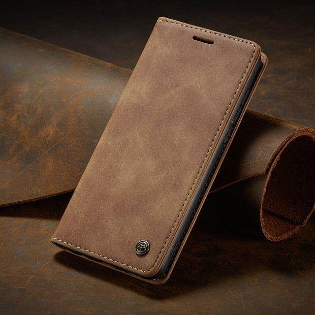 Leather Case Retro Purse Magnetic Card Holder Wallet Cover Samsung - carolay.co