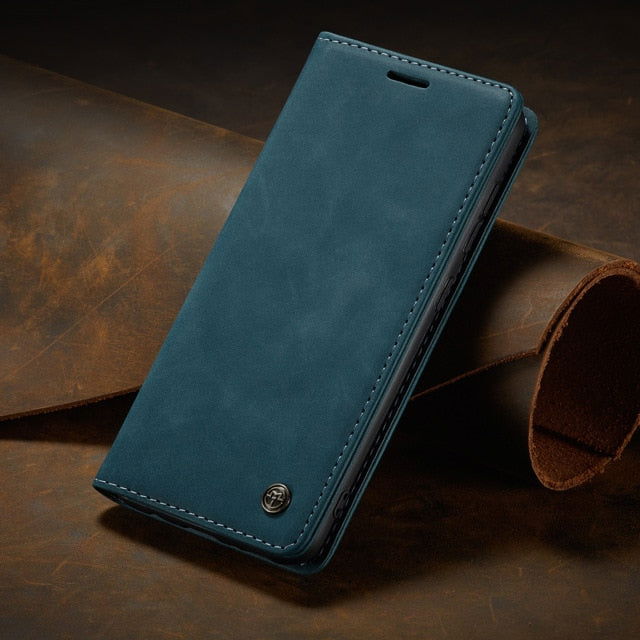 Leather Case Retro Purse Magnetic Card Holder Wallet Cover Samsung - carolay.co
