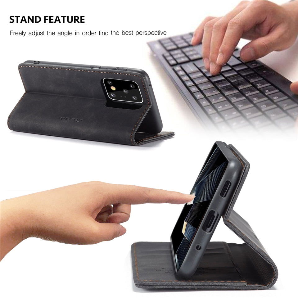Leather Case Retro Purse Magnetic Card Holder Wallet Cover Samsung - carolay.co