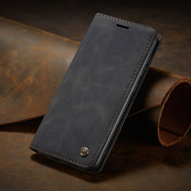Leather Case Retro Purse Magnetic Card Holder Wallet Cover Samsung - carolay.co