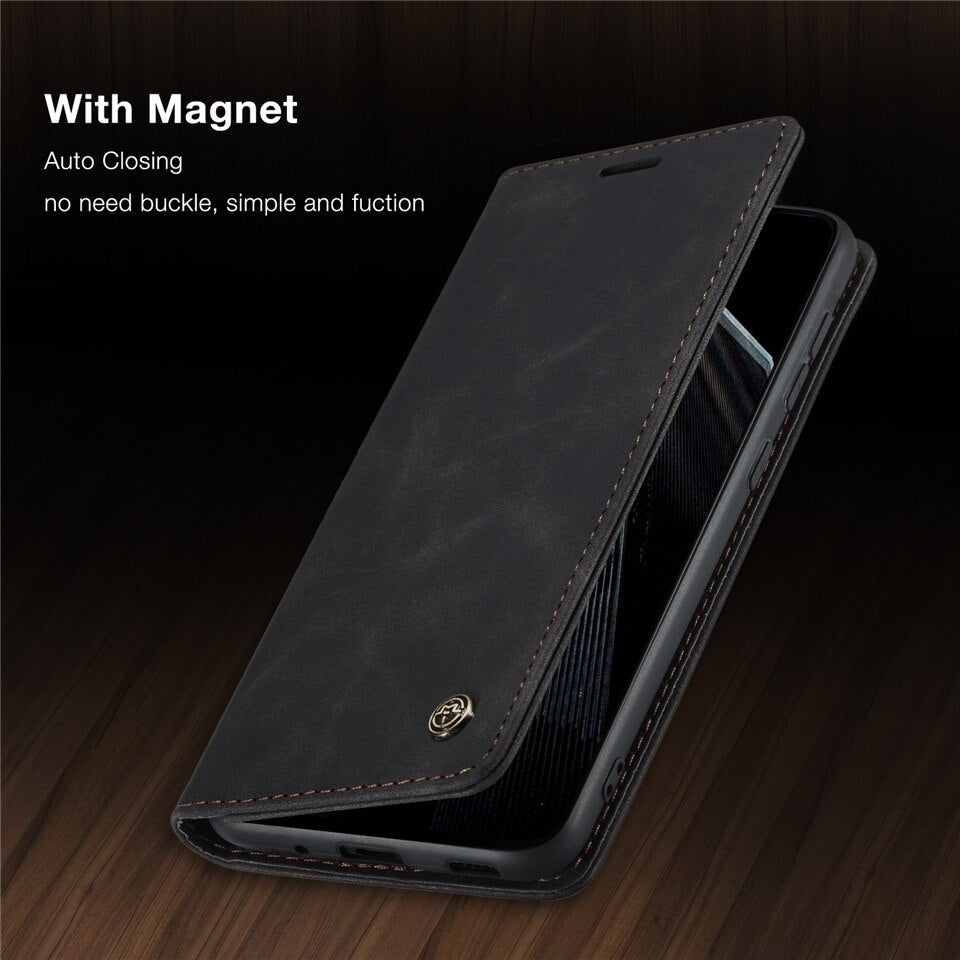 Leather Case Retro Purse Magnetic Card Holder Wallet Cover Samsung - carolay.co