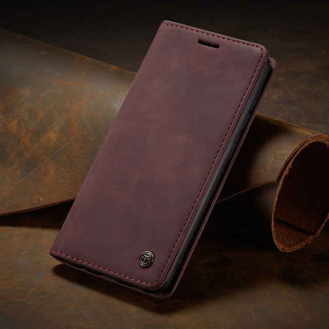 Leather Case Retro Purse Magnetic Card Holder Wallet Cover Samsung - carolay.co