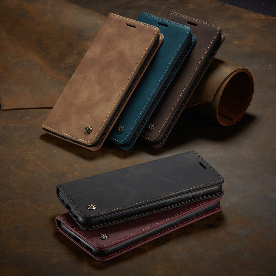 Leather Case Retro Purse Magnetic Card Holder Wallet Cover Samsung - carolay.co