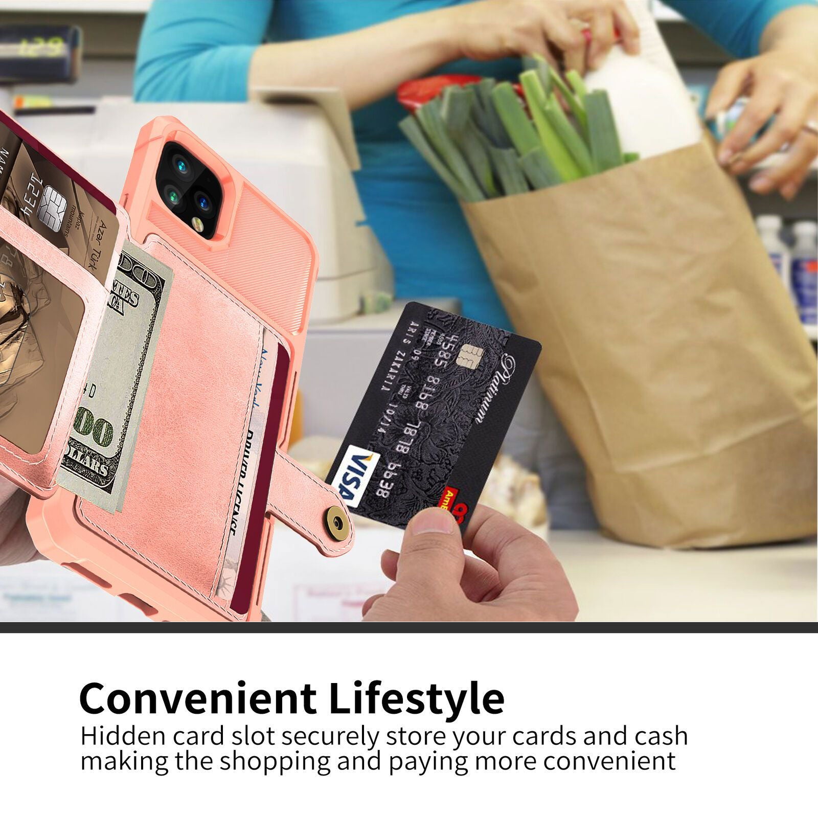 Leather Holder Flip Card Wallet Cover For iPhone - carolay.co