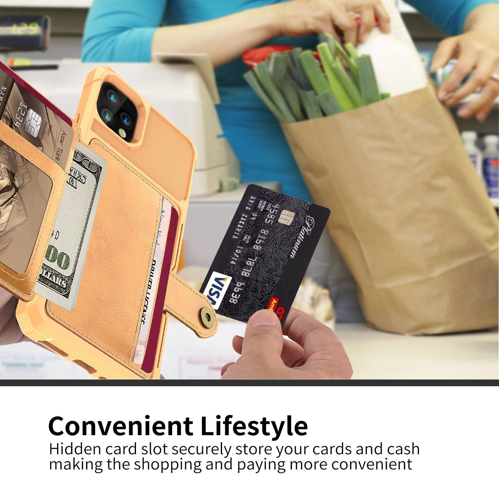 Leather Holder Flip Card Wallet Cover For iPhone - carolay.co