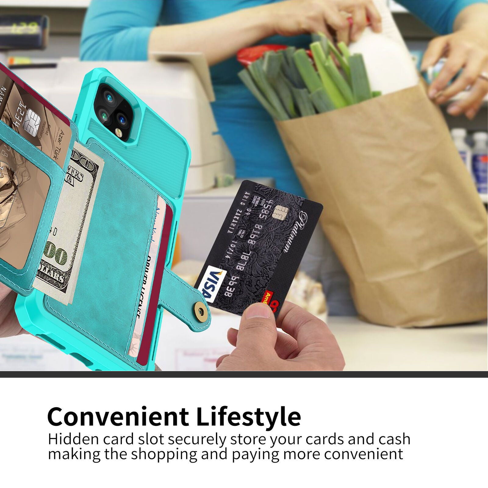 Leather Holder Flip Card Wallet Cover For iPhone - carolay.co