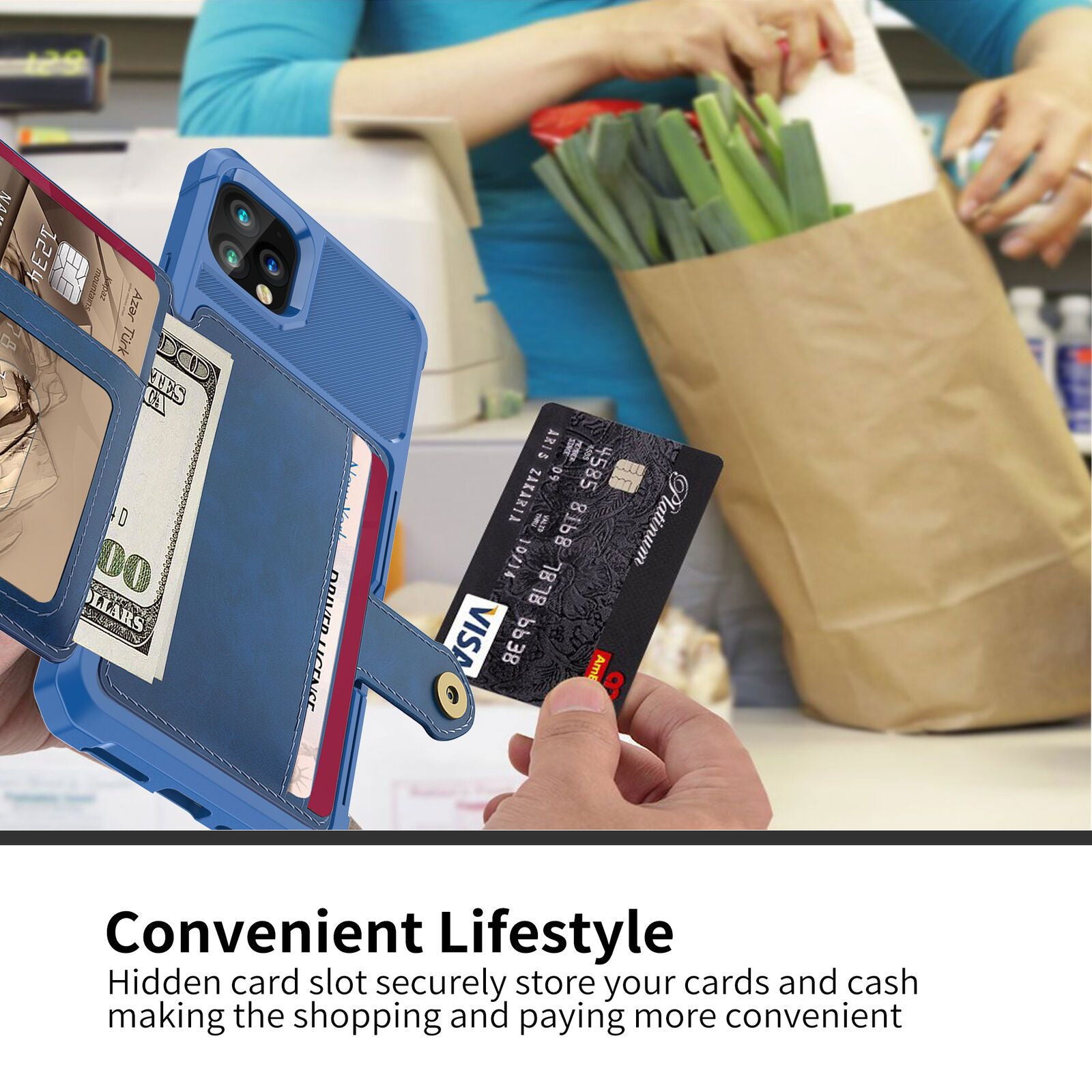 Leather Holder Flip Card Wallet Cover For iPhone - carolay.co